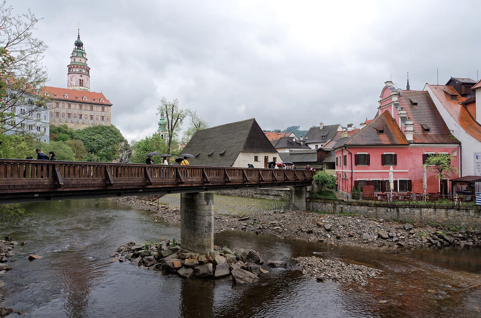 Panorama von Český Krumlov mit Schloss und Altstadt