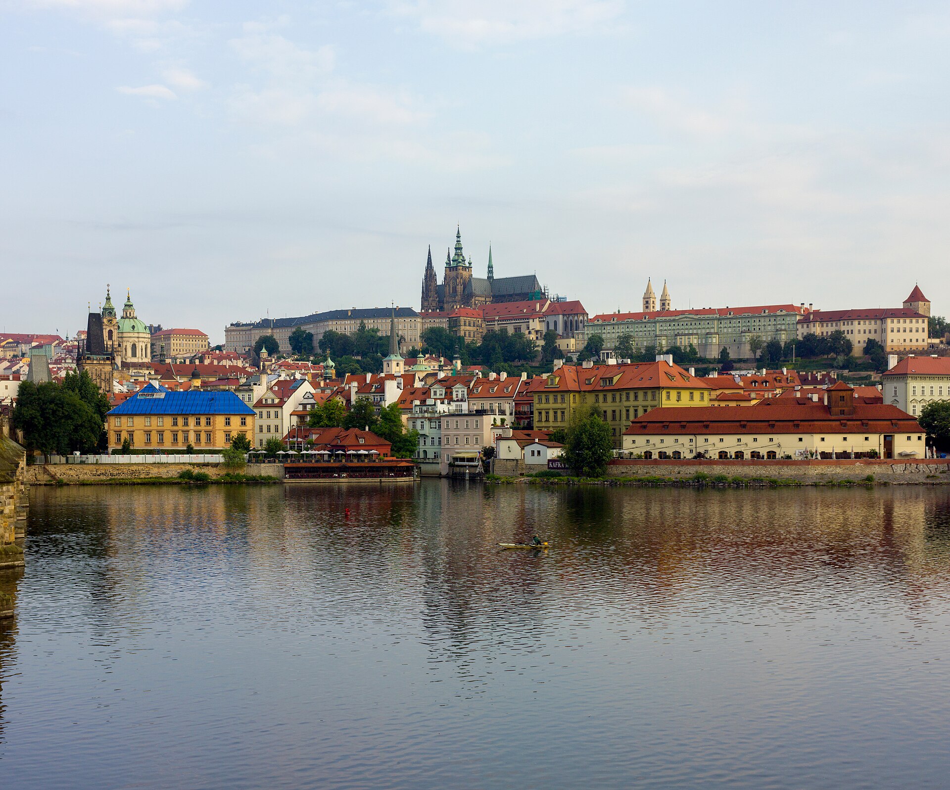 Blick von der Karlsbrücke auf die Prager Burg über der Moldau