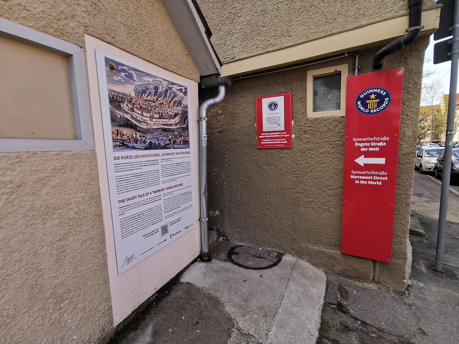 Engste Straße der Welt: Spreuerhofstraße in Reutlingen