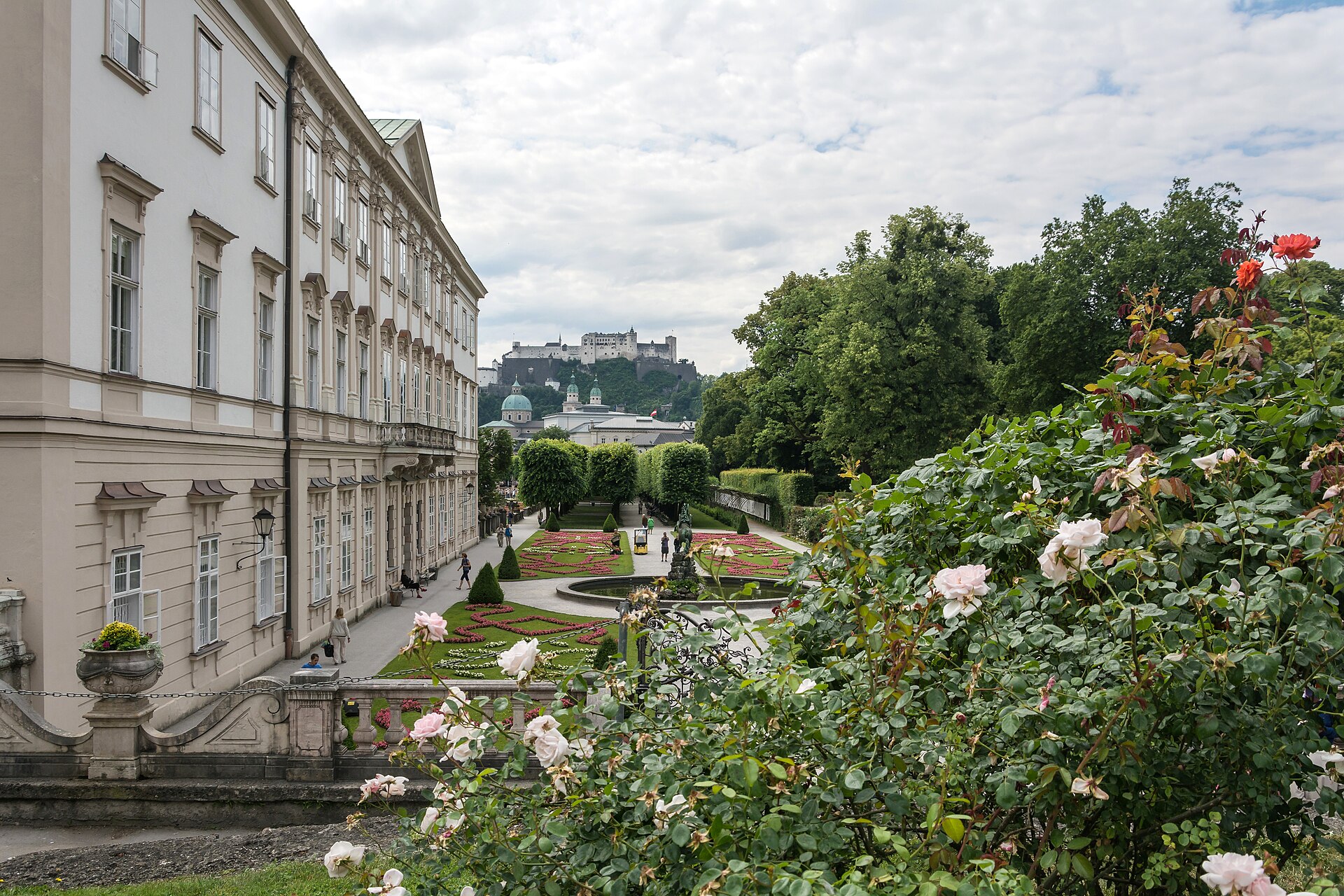 Mirabellgarten Salzburg mit Blick zur Festung Hohensalzburg