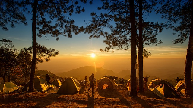 Camping am Wald und dazu ein Sonnenaufgang