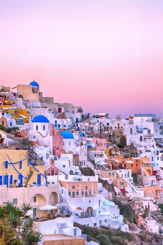 blaue Dächer von Santorini